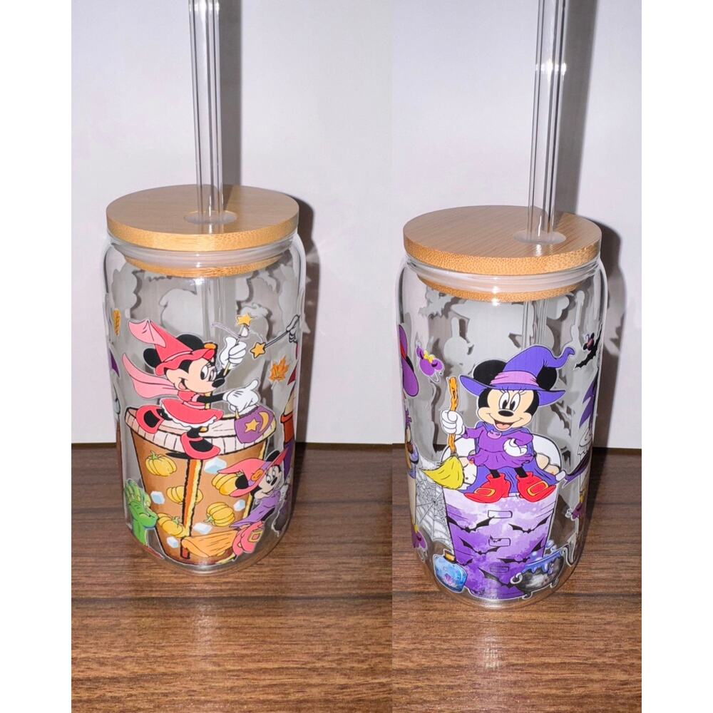 Mickey Halloween Glass Set featuring Minnie Donald Duck 16oz